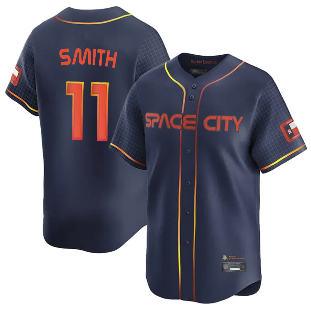 H.Astros #11 Cam Smith Player Navy City Connect Home Limited Hdoa Stitched Jerseys
