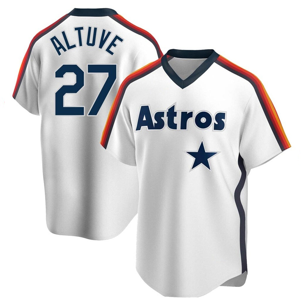 H.Astros #27 Jose Altuve Player White Cooperstown Collection T-shirt Hdoa Stitched Jerseys
