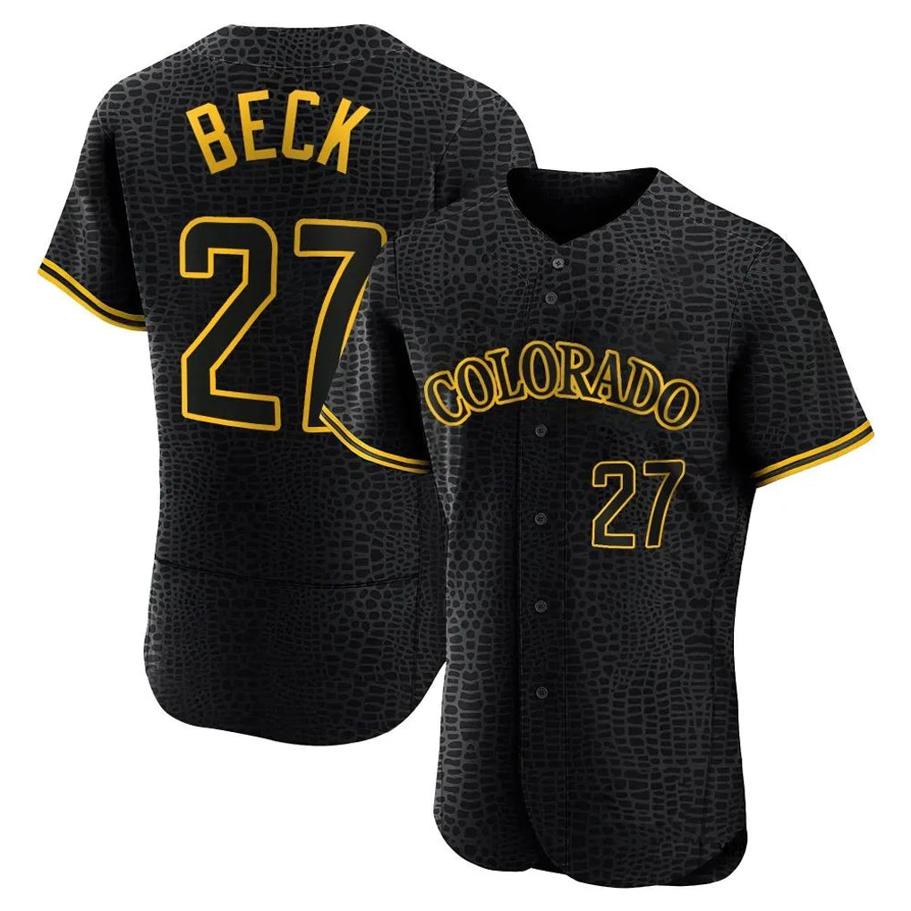 C.Rockies #27 Jordan Beck Player Black Snake Skin City Limited Elite Home Hdoa Stitched Jerseys