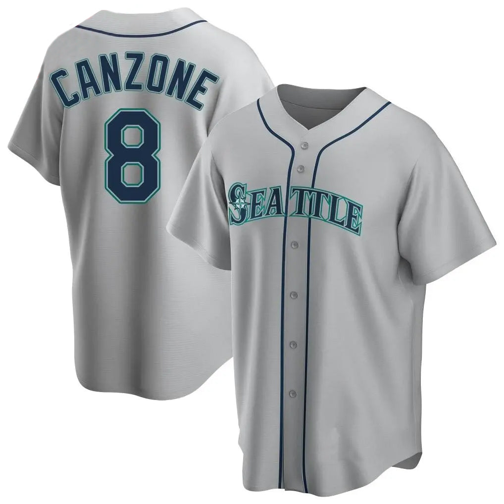 S.Mariners #8 Dominic Canzone Player Gray Home Game Hdoa Stitched Jerseys