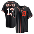 D.Tigers #13 Dillon Dingler Player Black Fashion Out Home Game Hdoa Stitched Jerseys
