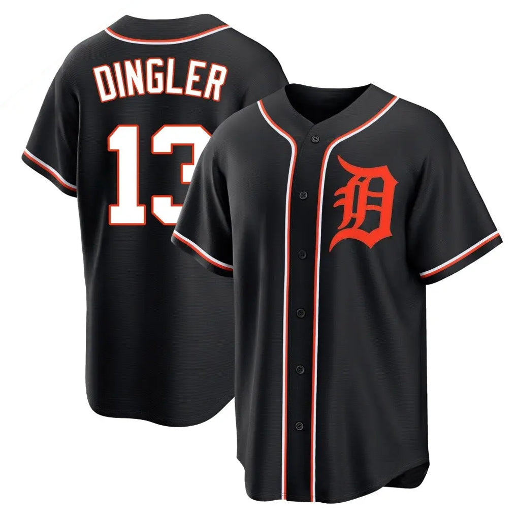D.Tigers #13 Dillon Dingler Player Black Fashion Out Home Game Hdoa Stitched Jerseys