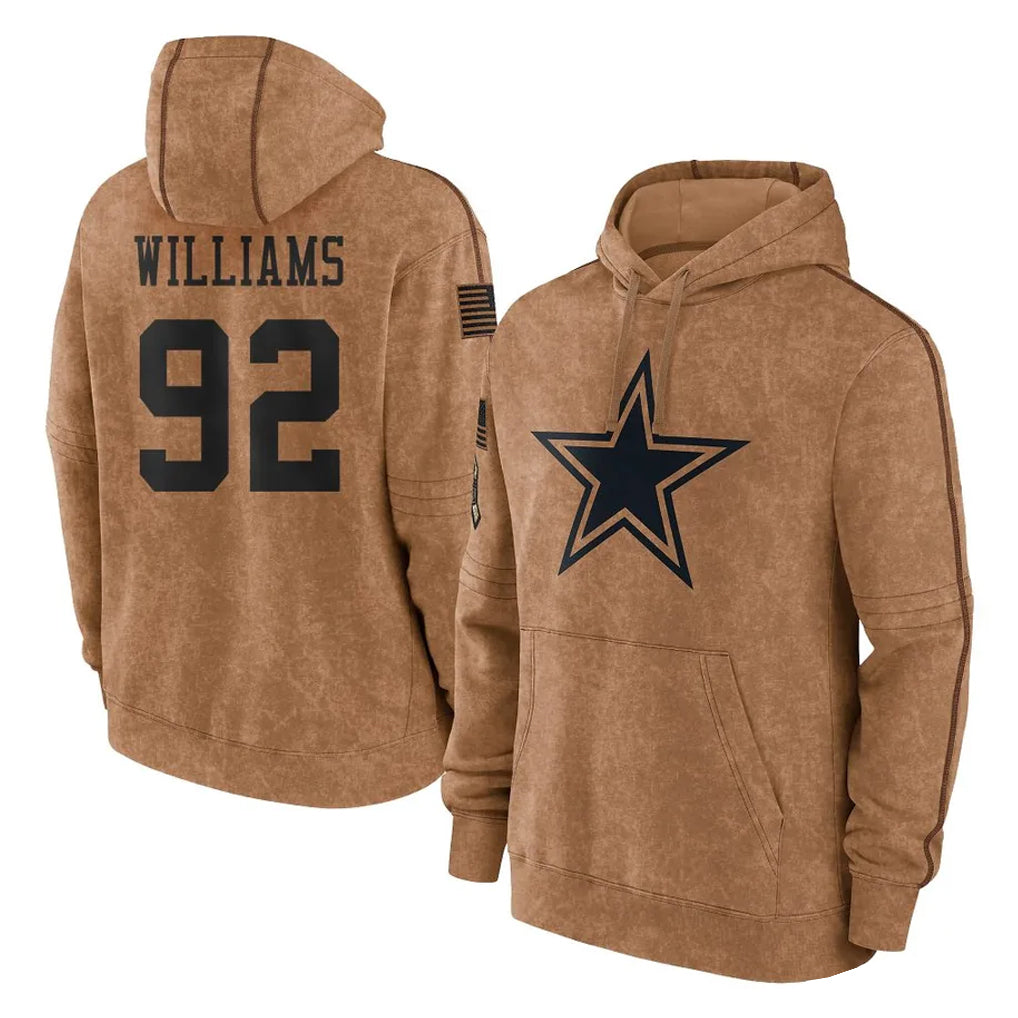 D.Cowboys #92 Quinnen Williams Player Brown Salute to Service Hoodies Limited Game Hdoa Stitched Jerseys