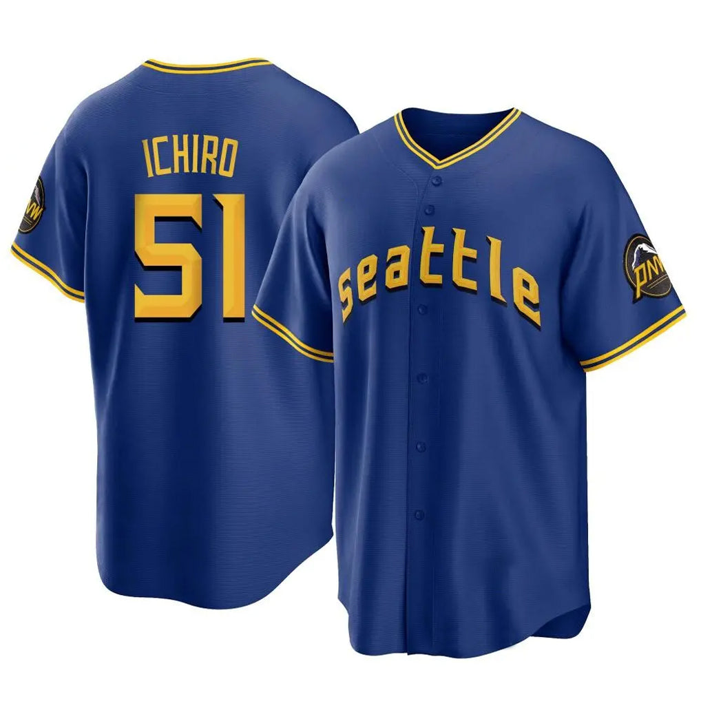 S.Mariners #51 Ichiro Suzuki Player Royal City Connect Home Game Hdoa Stitched Jerseys