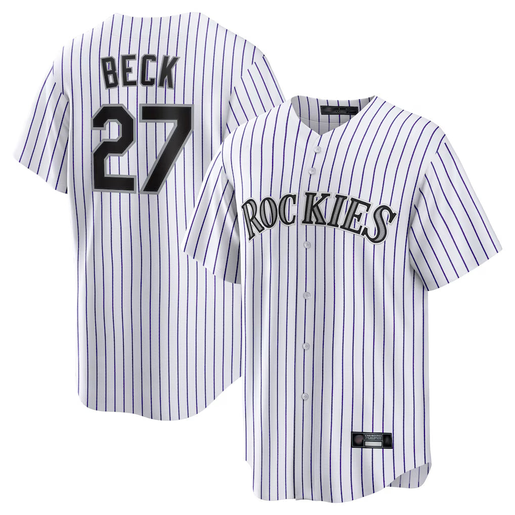 C.Rockies #27 Jordan Beck Player White Game Home Hdoa Stitched Jerseys