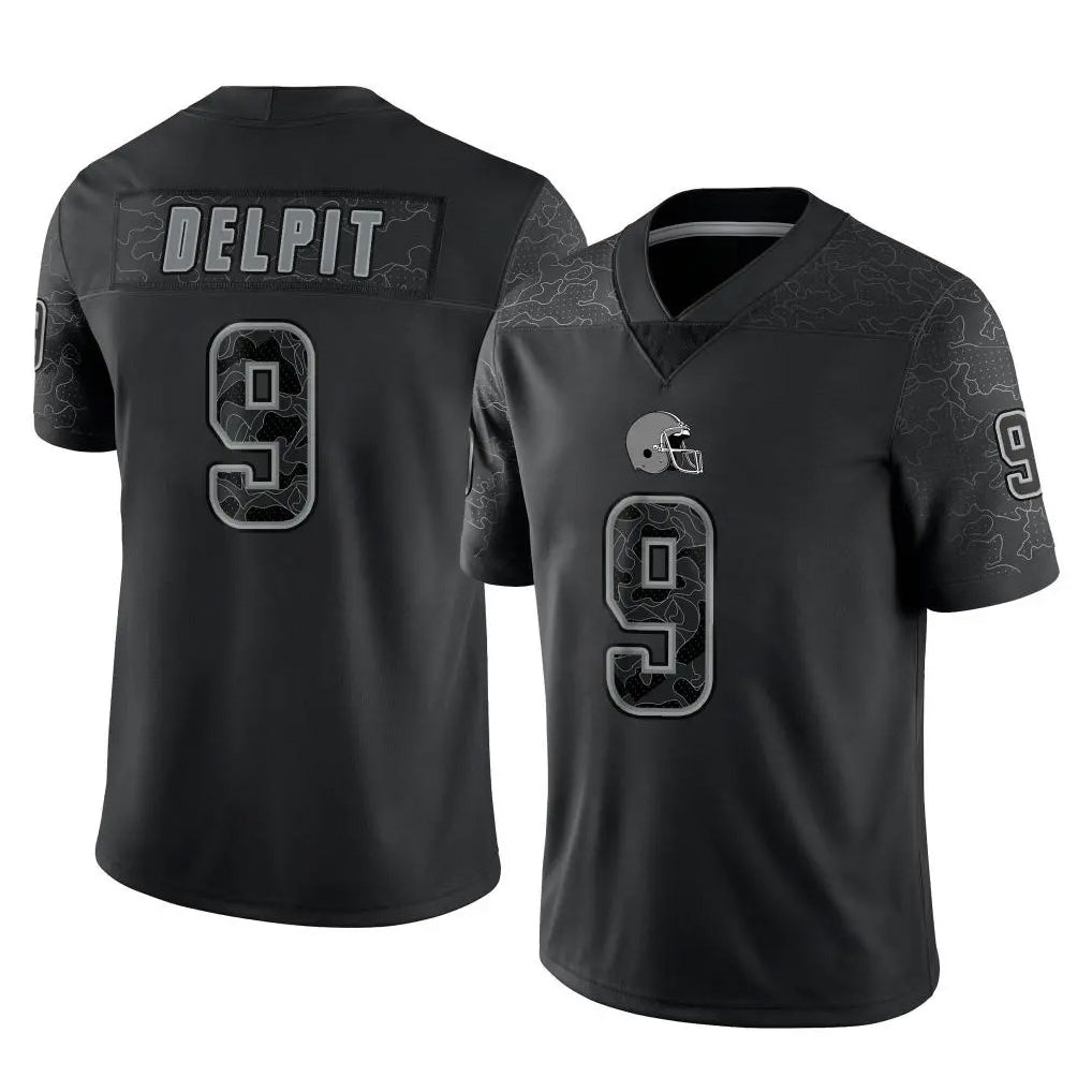 C.Browns #9 Grant Delpit Player Black Reflective Home Game Hdoa Stitched Jerseys