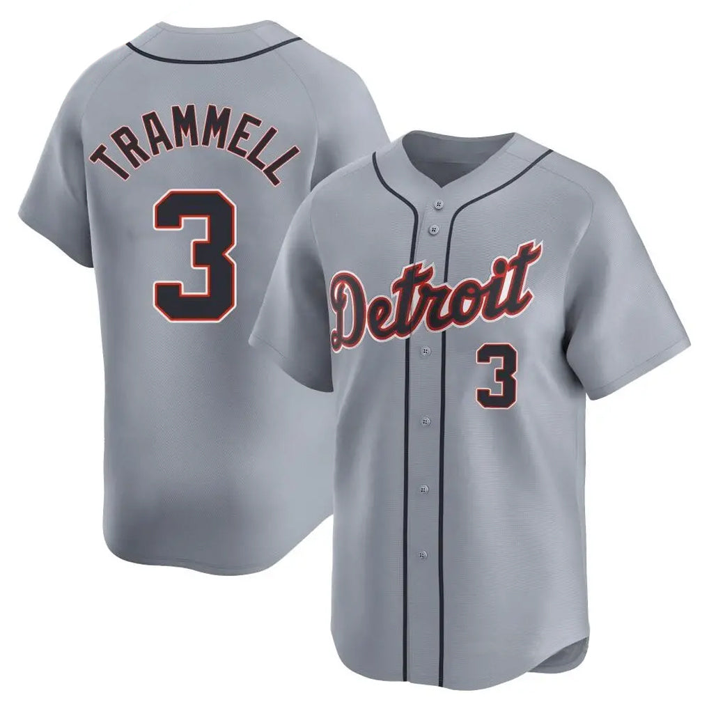 D.Tigers #3 Alan Trammell Player Gray Home Limited Hdoa Stitched Jerseys