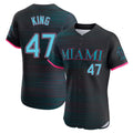 M.Marlins #47 John King Player Black City Connect Home Limited Elite Hdoa Stitched Jerseys