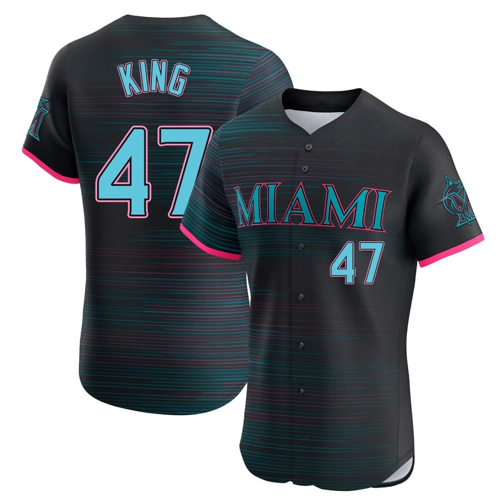 M.Marlins #47 John King Player Black City Connect Home Limited Elite Hdoa Stitched Jerseys