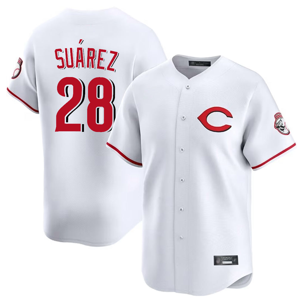 C.Reds #28 Eugenio Su¨¢rez Player White Limited Home Hdoa Stitched Jerseys