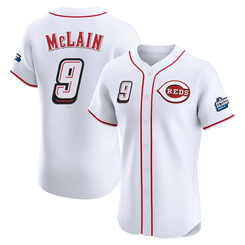 C.Reds #9 Matt McLain Player White Speedway Classic Limited Elite Home Hdoa Stitched Jerseys