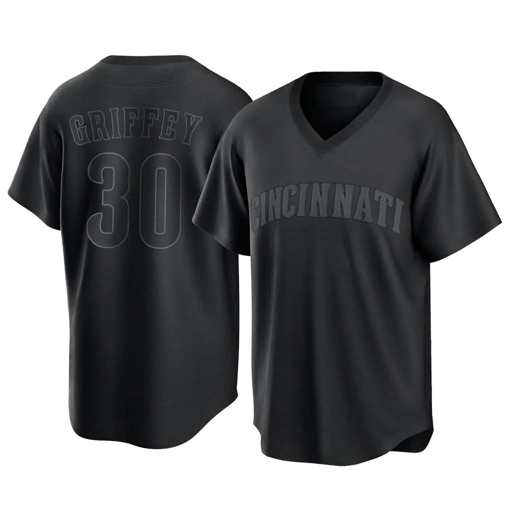 C.Reds #30 Ken Griffey Player Black T-shirt Game Home Hdoa Stitched Jerseys