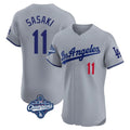 LA.Dodgers #11 Roki Sasaki Player Gray World Series Meet Limited Elite Home Hdoa Stitched Jerseys