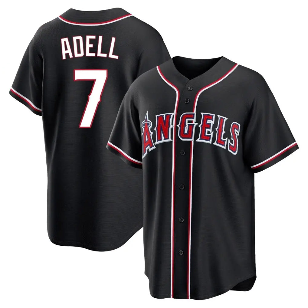 LA.Angels #7 Jo Adell Player Black Fashion Out Home Game Hdoa Stitched Jerseys