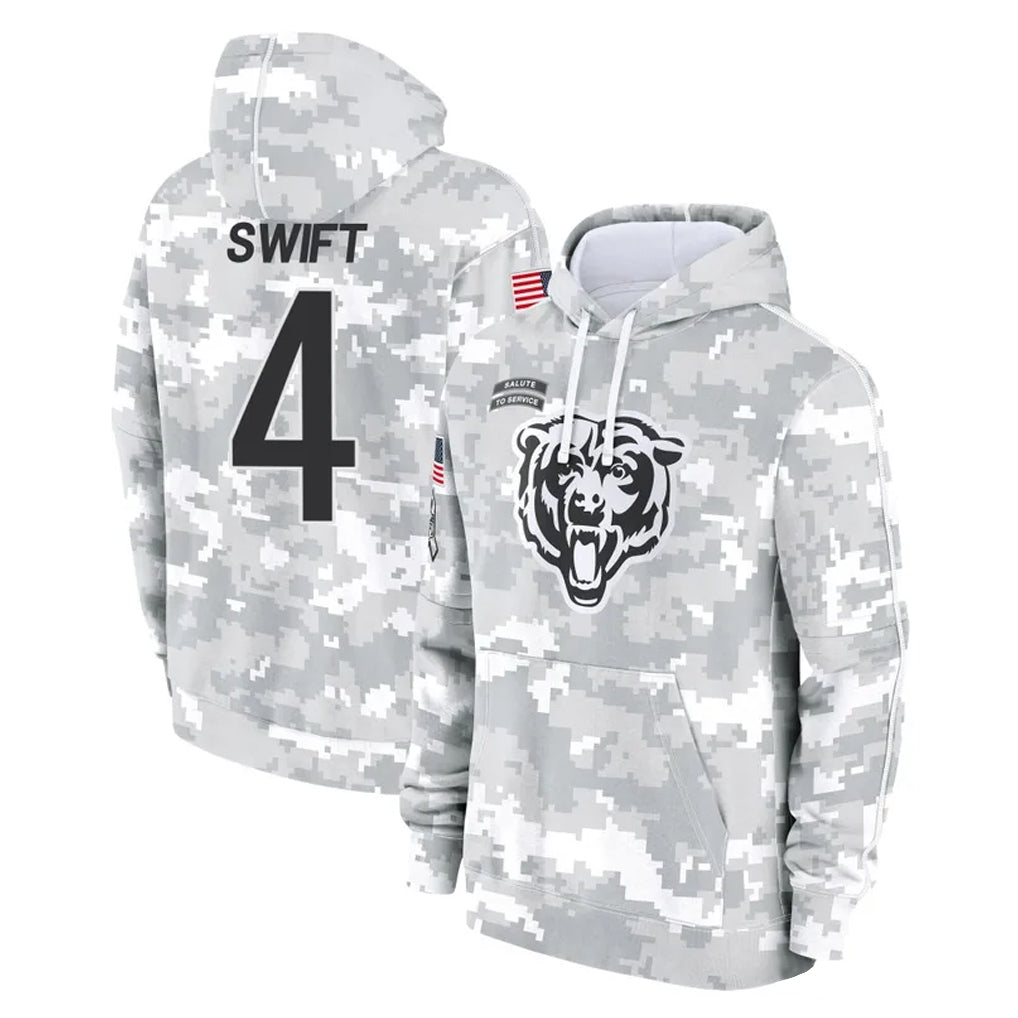 C.Bears #4 D'Andre Swift Player Arctic Camo Salute to Service Pullover Hoodies Limited Hdoa Stitched Jerseys