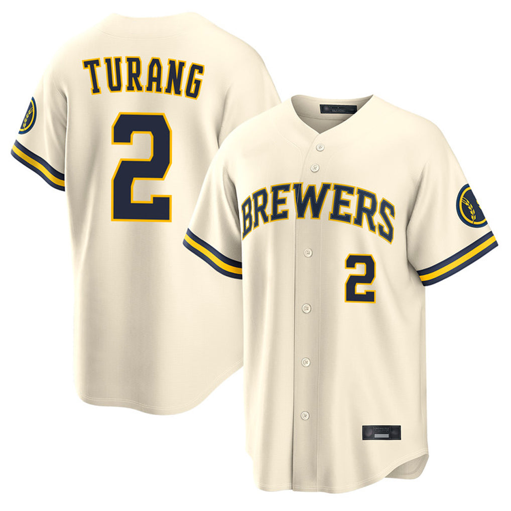 M.Brewers #2 Brice Turang Player Cream Home Limited Hdoa Stitched Jerseys