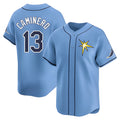 T.Bay Rays #13 Junior Caminero Player Light Blue Home Limited Hdoa Stitched Jerseys