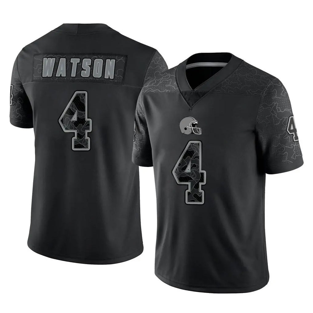 C.Browns #4 Deshaun Watson Player Black Reflective Home Game Hdoa Stitched Jerseys