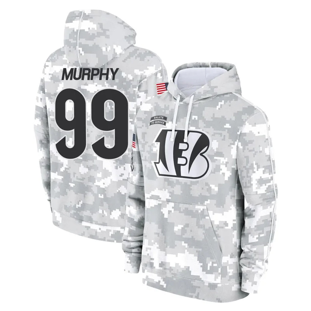 C.Bengals #99 Myles Murphy Player Arctic Camo Salute to Service Pullover Hoodie Limited Hdoa Stitched Jerseys