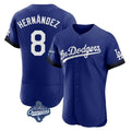 LA.Dodgers #8 Enrique Hern¨¢ndez Player Royal World Series Meet City Connect Elite Home Hdoa Stitched Jerseys