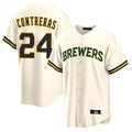 M.Brewers #24 William Contreras Player Cream Home Game Hdoa Stitched Jerseys