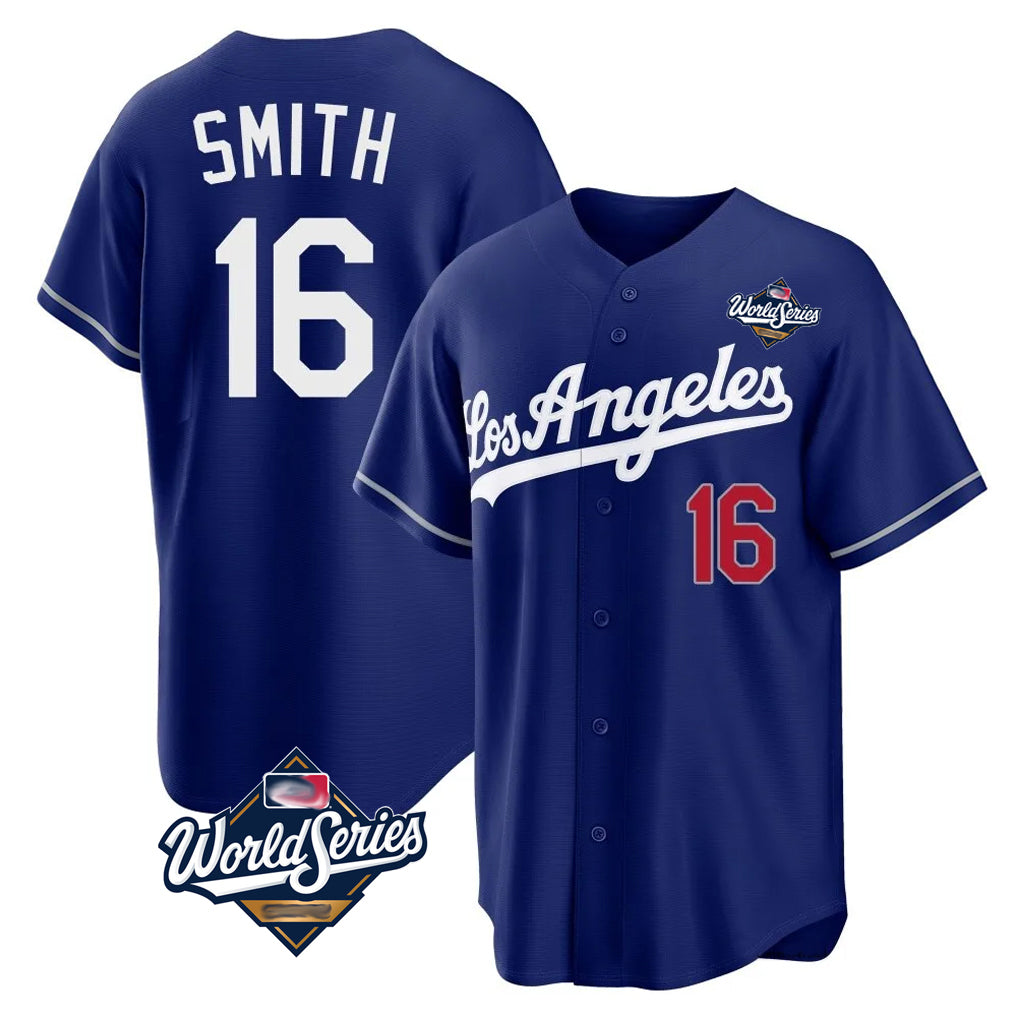 LA.Dodgers #16 Will Smith Player Royal World Series Game Home Hdoa Stitched Jerseys
