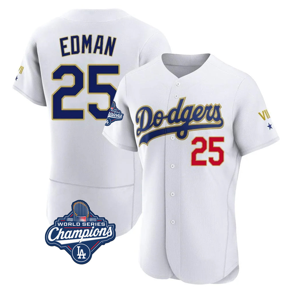 LA.Dodgers #25 Tommy Edman Player Gold White World Series Meet 2026 Collection Stadium Limited Elite Hdoa Stitched Jerseys