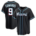 M.Marlins #9 Xavier Edwards Player Black Fashion Out Home Game Hdoa Stitched Jerseys