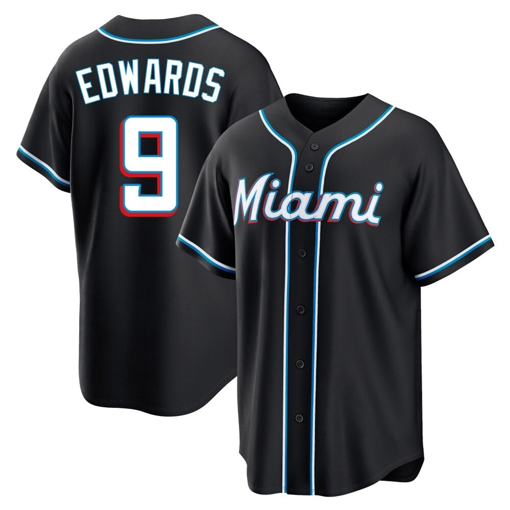 M.Marlins #9 Xavier Edwards Player Black Fashion Out Home Game Hdoa Stitched Jerseys
