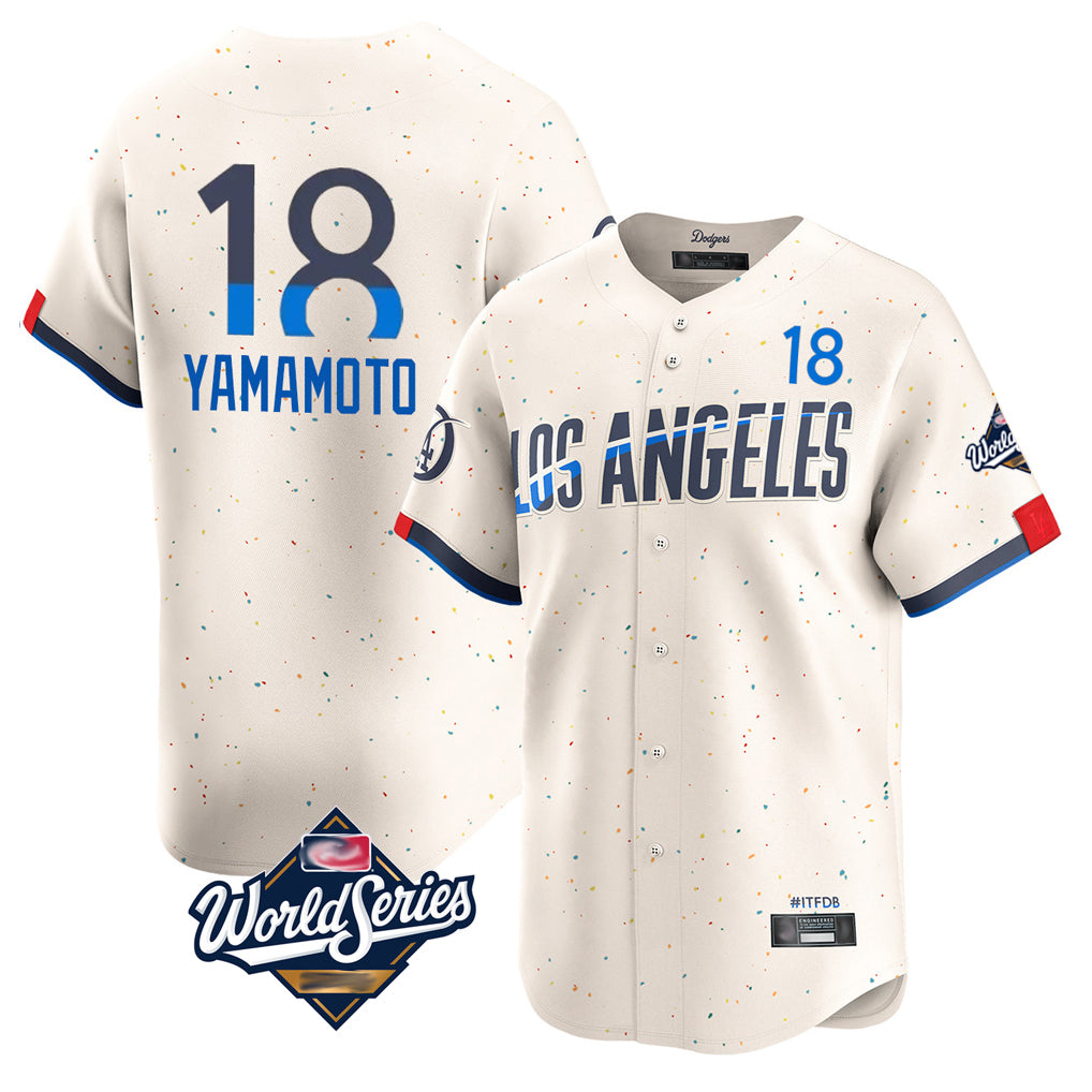 LA.Dodgers #18 Yoshinobu Yamamoto Player Cream World Series City Connect Limited Home Hdoa Stitched Jerseys