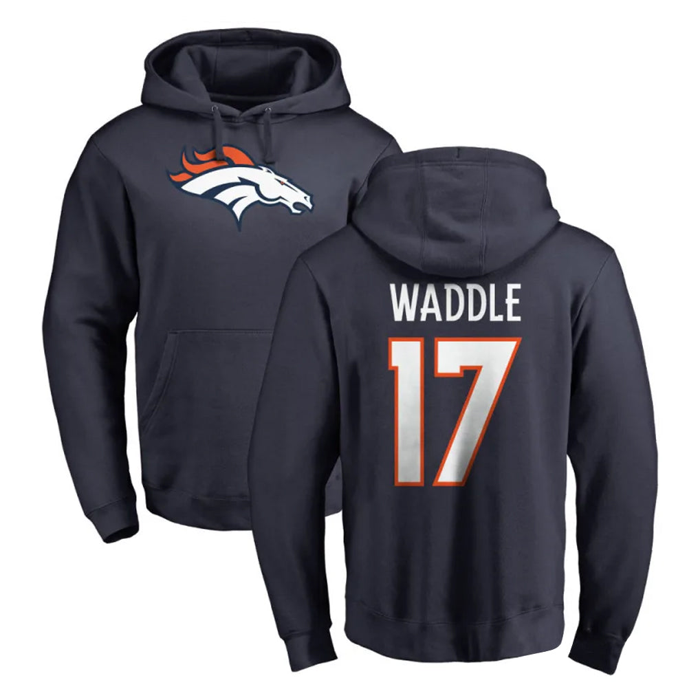 D.Broncos #17 Jaylen Waddle Player Navy Pullover Hoodie Limited Hdoa Stitched Jerseys