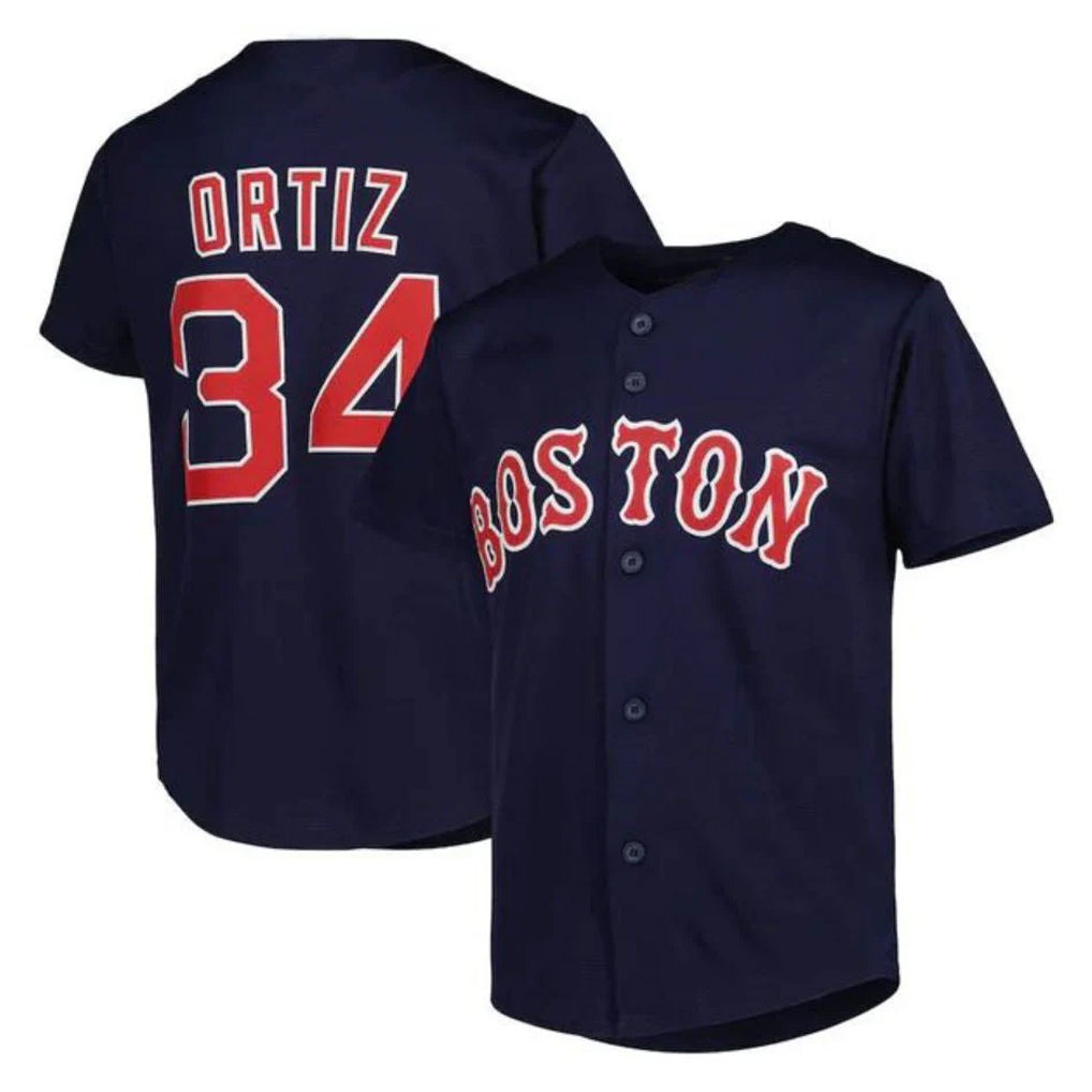 B.Red Sox #34 David Ortiz Player Navy Mitchell & Ness Cooperstown Collection Mesh Home Hdoa Stitched Jerseys