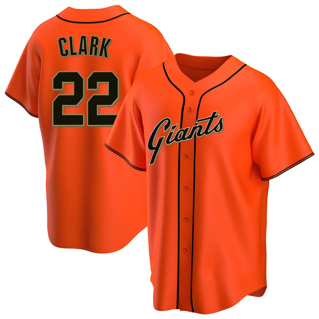 SF.Giants #22 Will Clark Player Orange Home Game Hdoa Stitched Jerseys