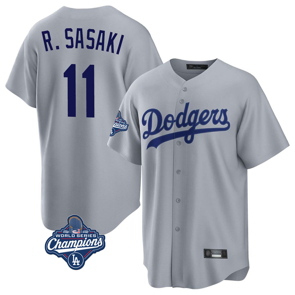 LA.Dodgers #11 Roki Sasaki Player Gray World Series Meet Game Hdoa Stitched Jerseys