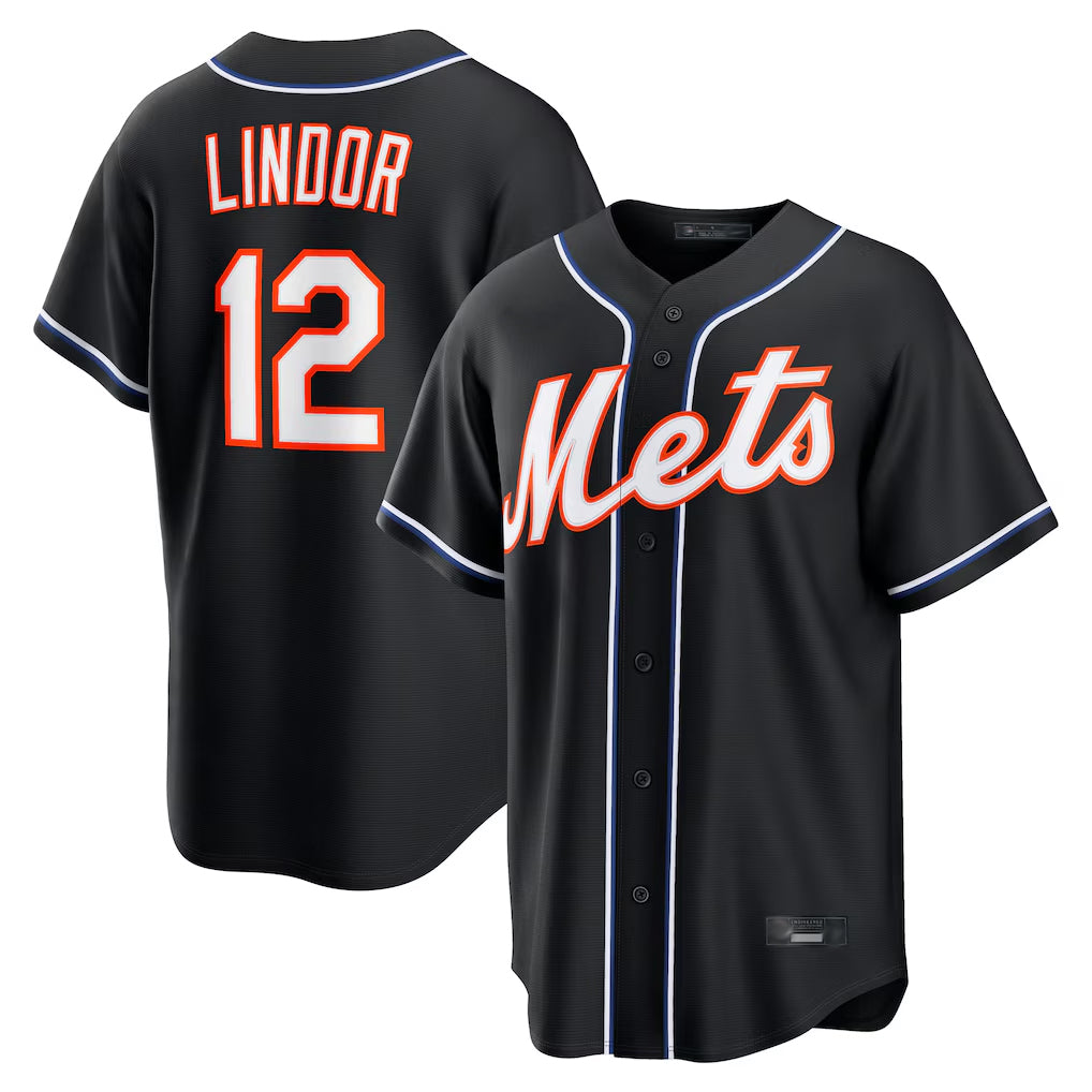 NY.Mets #12 Francisco Lindor Player Black Fashion Out Game Hdoa Stitched Jerseys