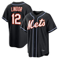 NY.Mets #12 Francisco Lindor Player Black Fashion Out Game Hdoa Stitched Jerseys