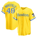 B.Red Sox #49 Tim Wakefield Player Yellow Home Game Hdoa Stitched Jerseys