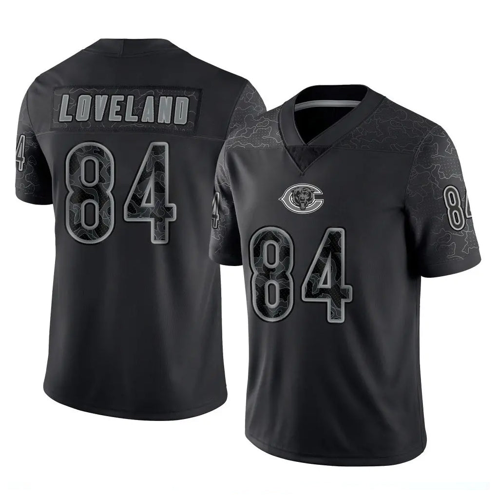 C.Bears #84 Colston Loveland Player Black REFLECTIVE Limited Game Hdoa Stitched Jerseys