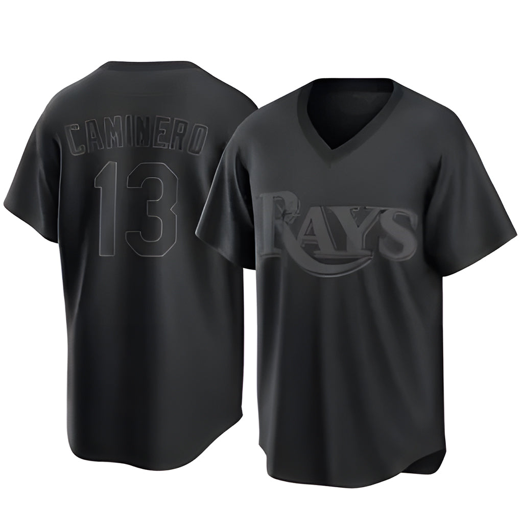 T.Bay Rays #13 Junior Caminero Player Black Home Game Hdoa Stitched Jerseys