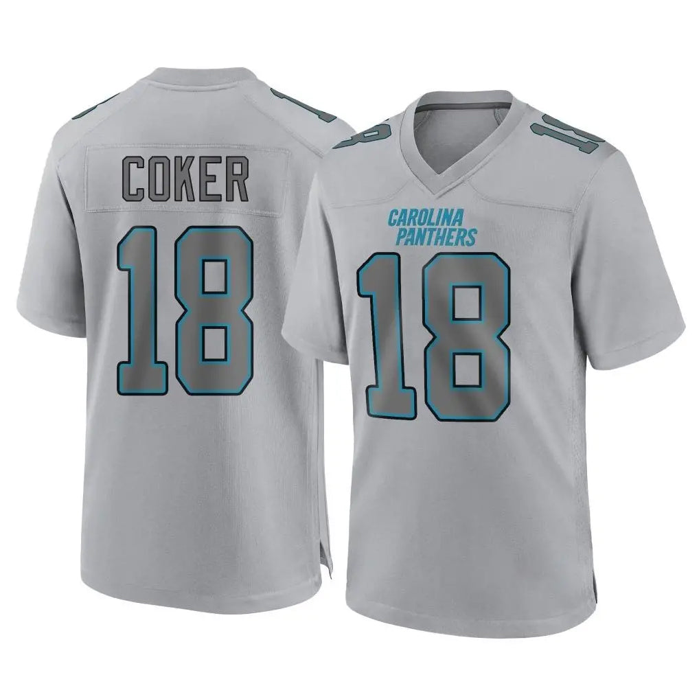 C.Panthers #18 Jalen Coker Player Gray Atmosphere Fashion Game Hdoa Stitched Jerseys