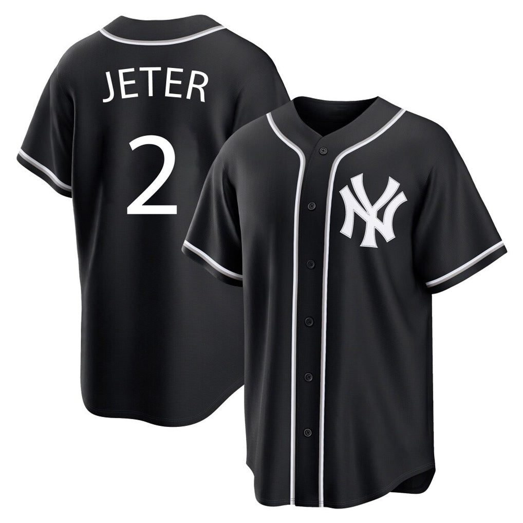 NY.Yankees #2 Derek Jeter Player Black Out Game Home Hdoa Stitched Jerseys