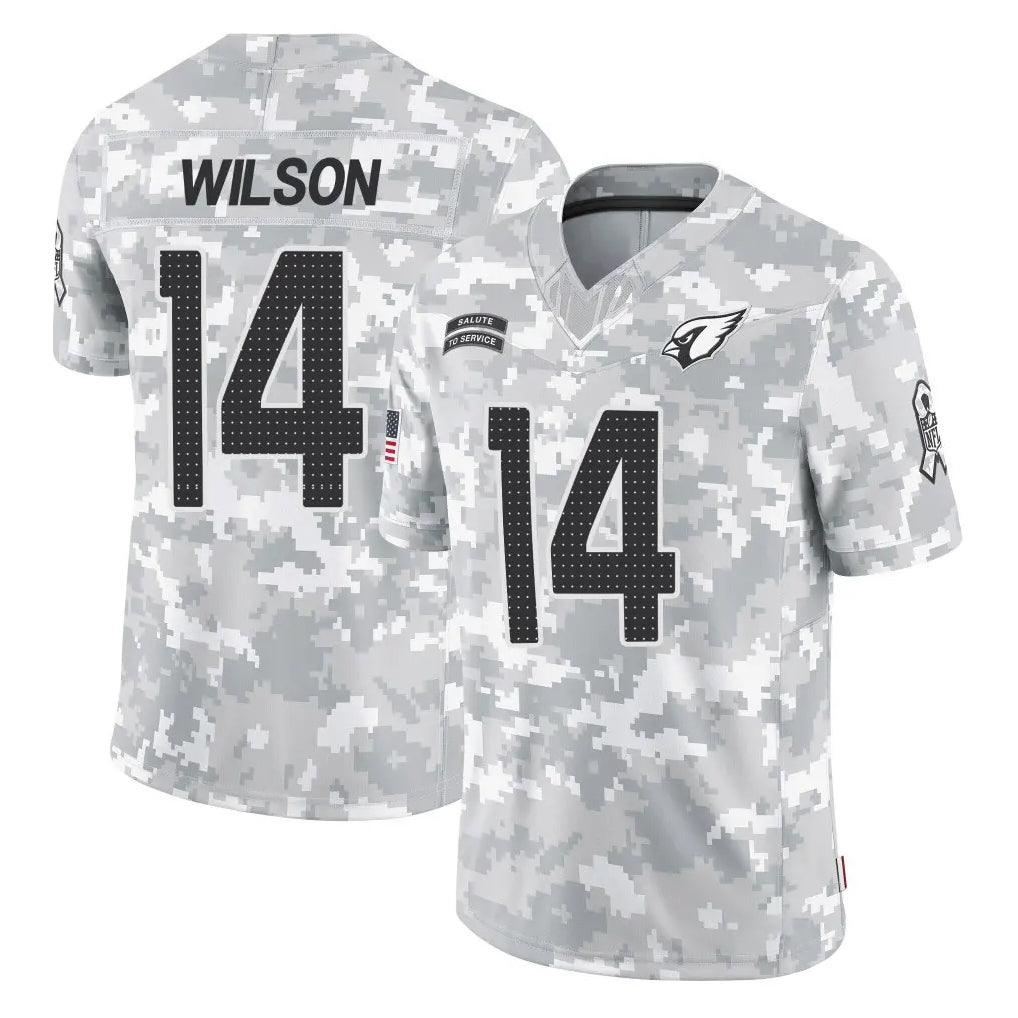 A.Cardinals #14 Michael Wilson Player Camo Salute to Service Limited Home Hdoa Stitched Jerseys