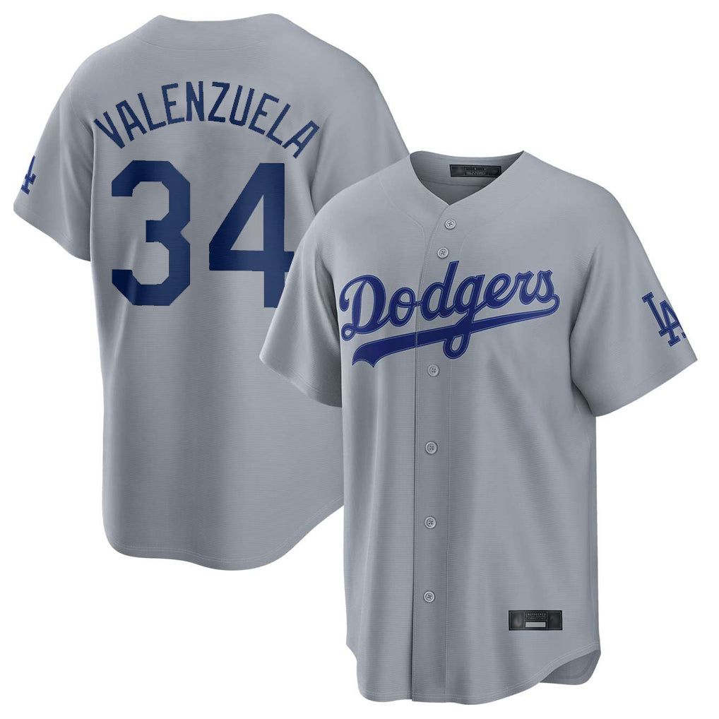 LA.Dodgers #34 Fernando Valenzuela Player Gray Game Hdoa Stitched Jerseys
