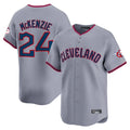 C.Guardians #24 Triston McKenzie Player Gray Road Limited Home Game Hdoa Stitched Jerseys
