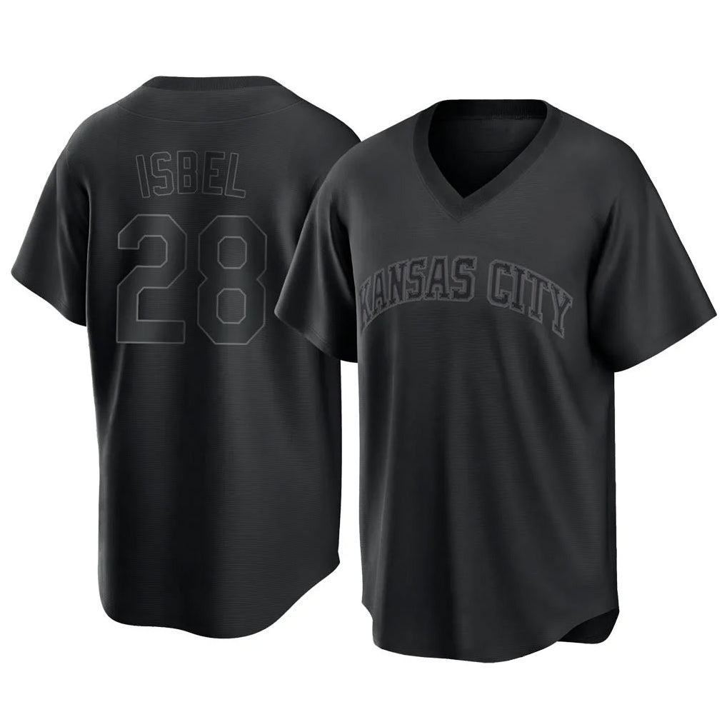 KC.Royals #28 Kyle Isbel Player Black Fashion Game Hdoa Stitched Jerseys
