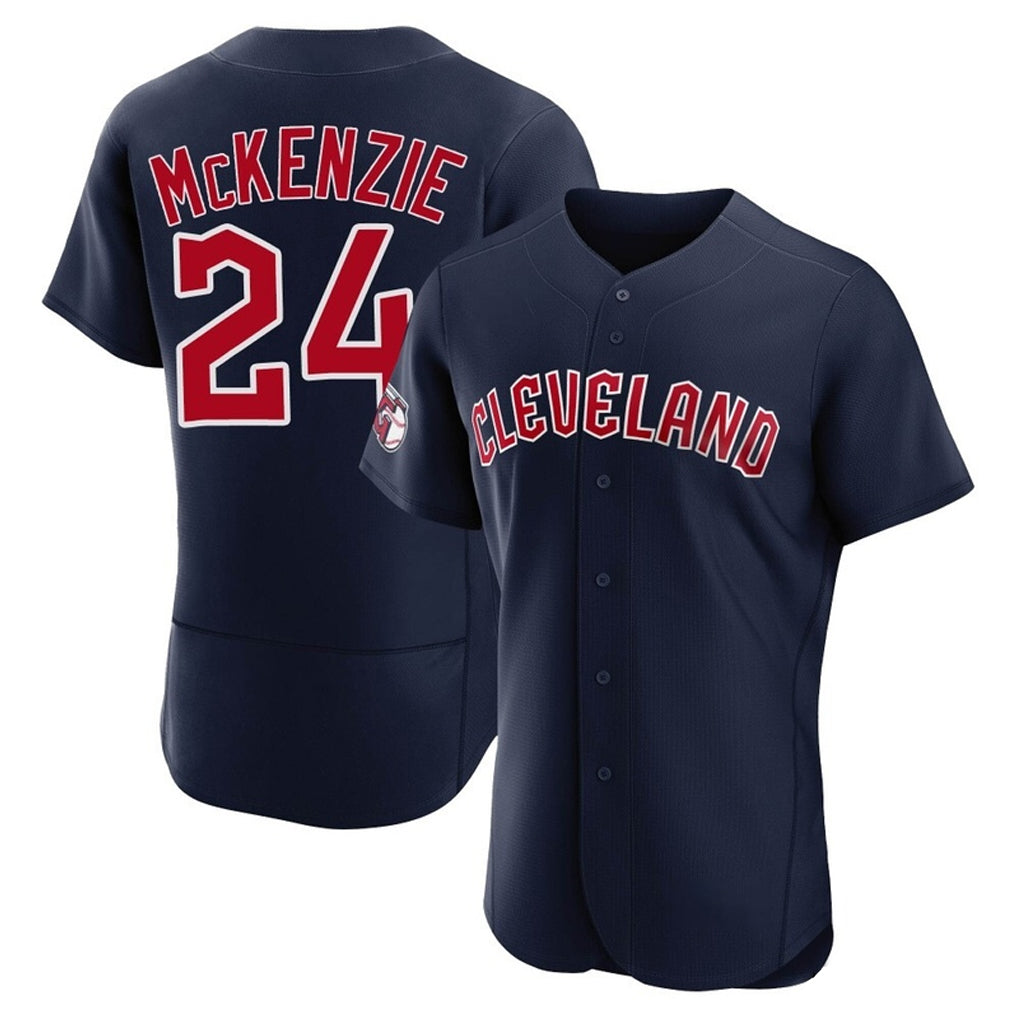 C.Guardians #24 Triston McKenzie Player Navy Limited Elite Home Hdoa Stitched Jerseys