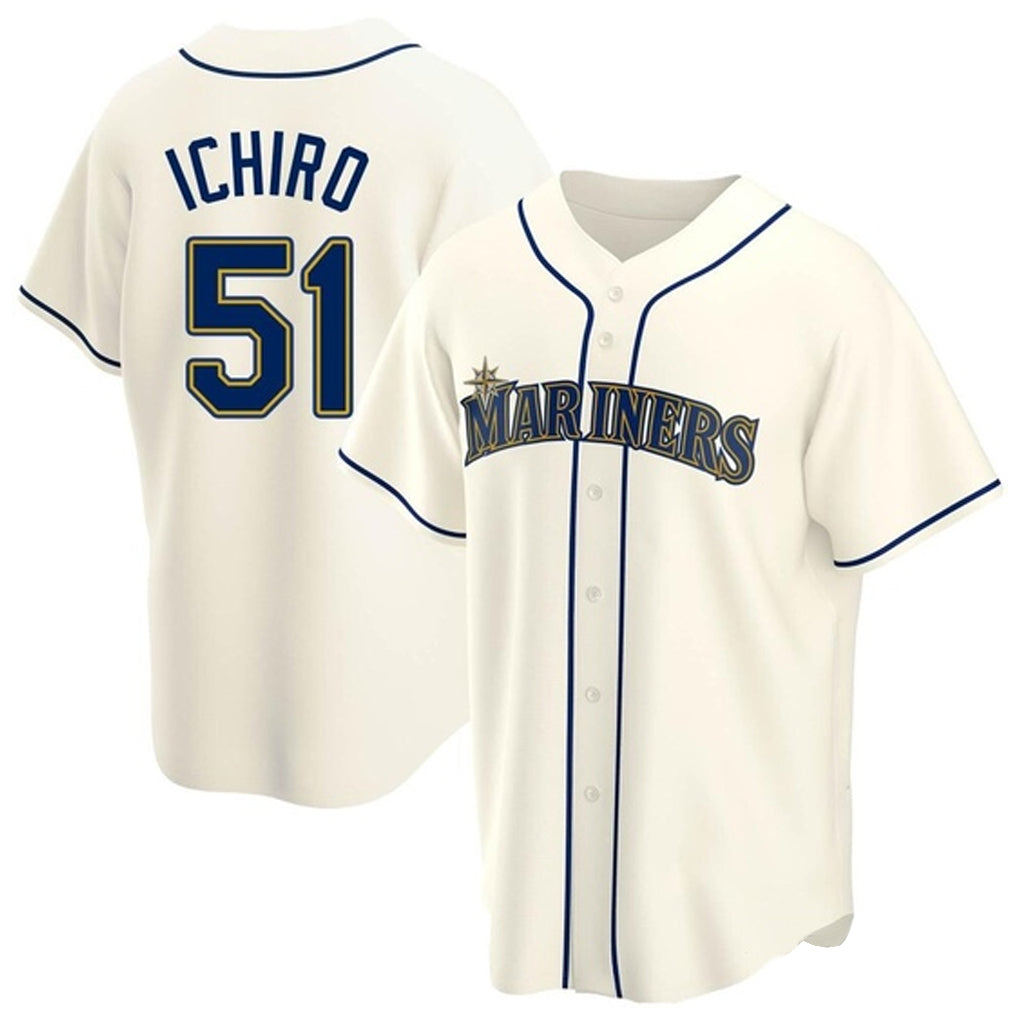 S.Mariners #51 Ichiro Suzuki Player Cream Home Game Hdoa Stitched Jerseys