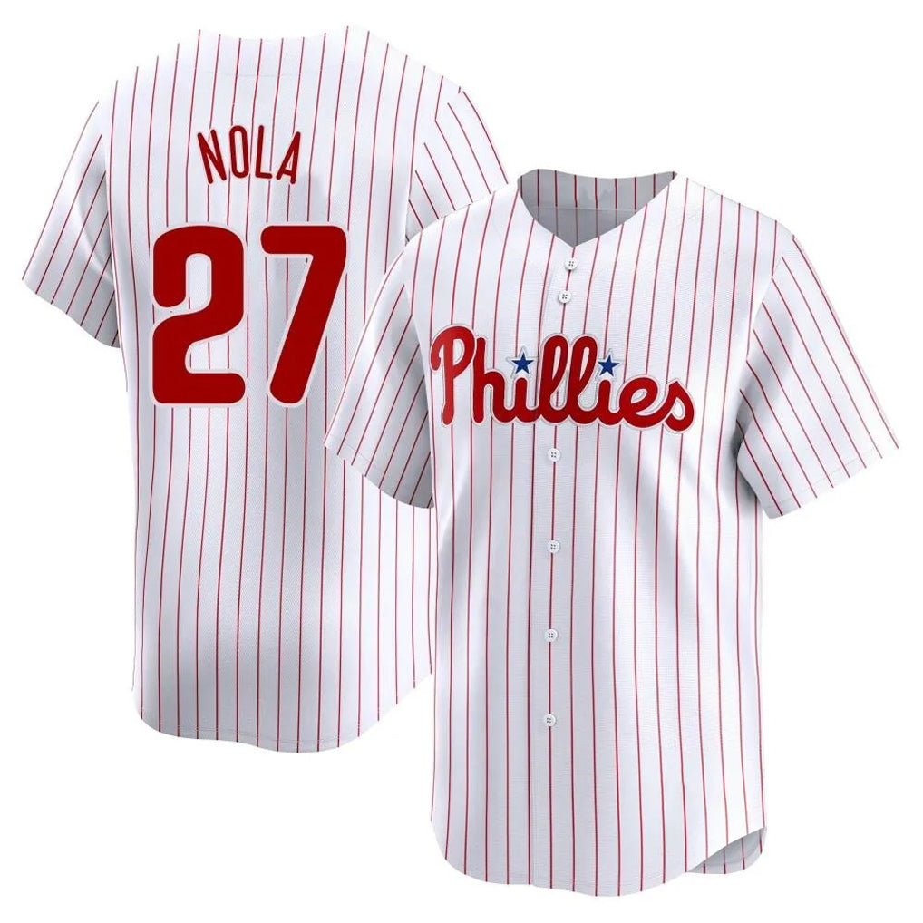 P.Phillies #27 Aaron Nola Player White Home Limited Hdoa Stitched Jerseys