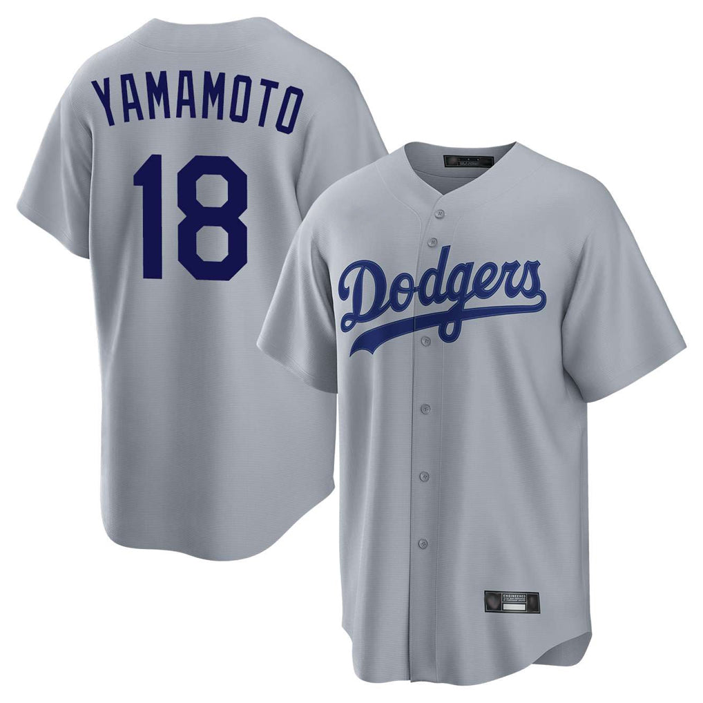 LA.Dodgers #18 Yoshinobu Yamamoto Player Gray Game Hdoa Stitched Jerseys