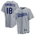 LA.Dodgers #18 Yoshinobu Yamamoto Player Gray Game Hdoa Stitched Jerseys